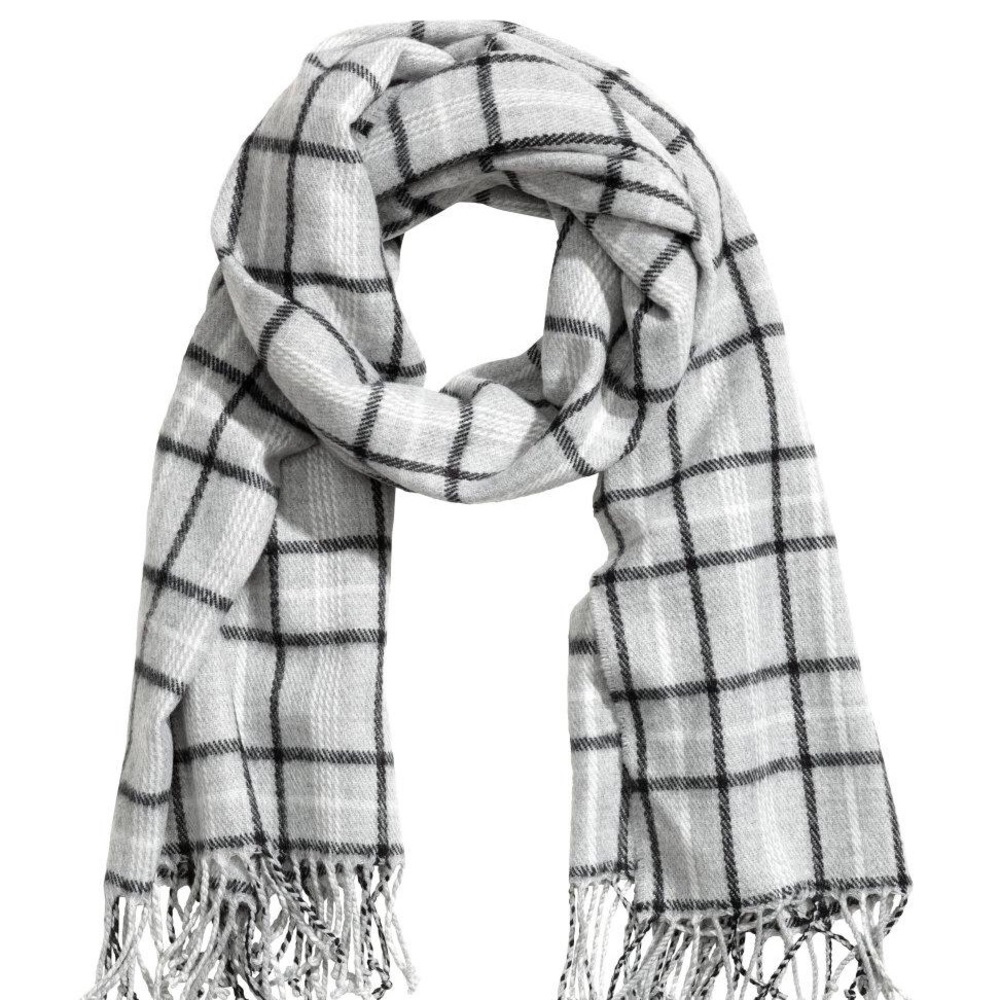 Gray & Black Plaid Scarf